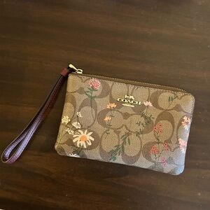 Coach Tan Floral Pattern Wristlet